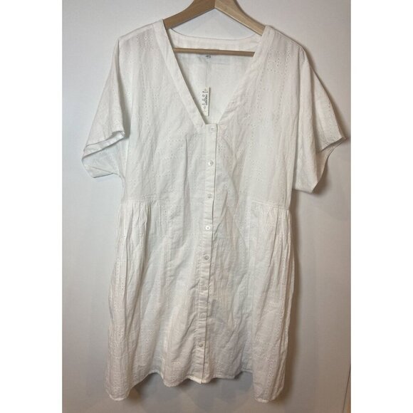 NWT Madewell Button Front Mini Dress Eyelet Lace White Size XXL New - Picture 2 of 6